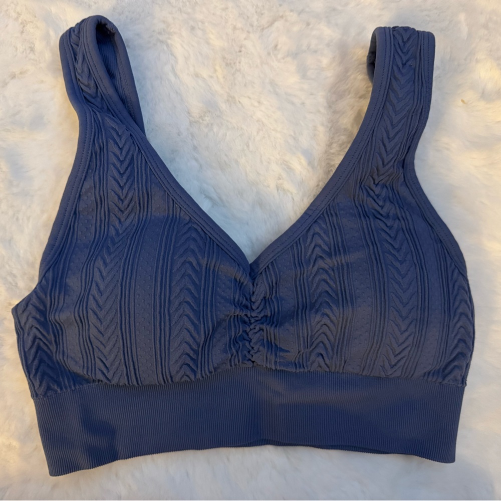 Aerie Blue Textured Sports Bra